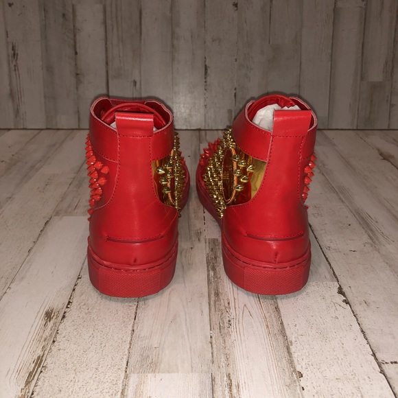 J75 ZOO STUDDED HIGH-TOP SNEAKER // RED - Picture 7 of 11